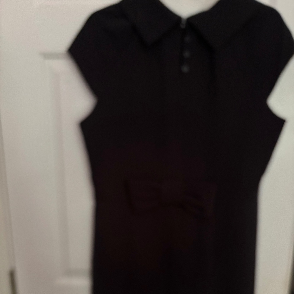 Black Sleeveless Spense Dress w/Bow Tie & Buttons at Fancy Collar Size 12